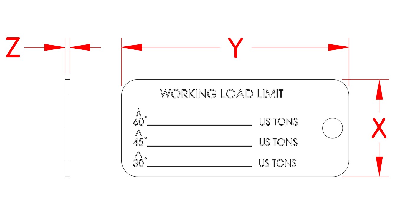 Stainless Steel Sling Identification Tag, S0600-0, Line Drawing